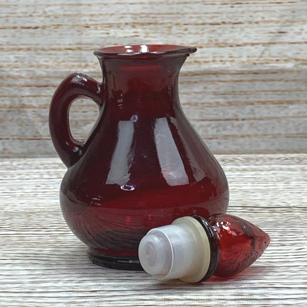 Avon Strawberry Bath‎ Foam EMPTY Glass Decanter Bottle with Stopper 4 Oz Vintage
